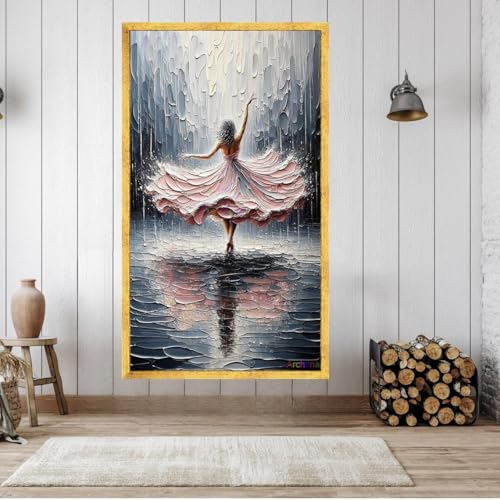 Lienzo de ballet abstracto elegante en color rosa de 21x30 cm sin marco para decoracion 4