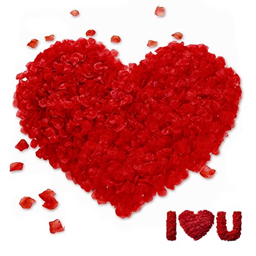 Pétalos de Rosa,800pcs Pétalos de Flores de Seda Artificial,Pétalos de Rosas Rojas,Pétalos Rojas Artificiales,San Valentín Romántico Rojas,Pétalos de Seda Artificiales,para Boda Fiesta Decoración