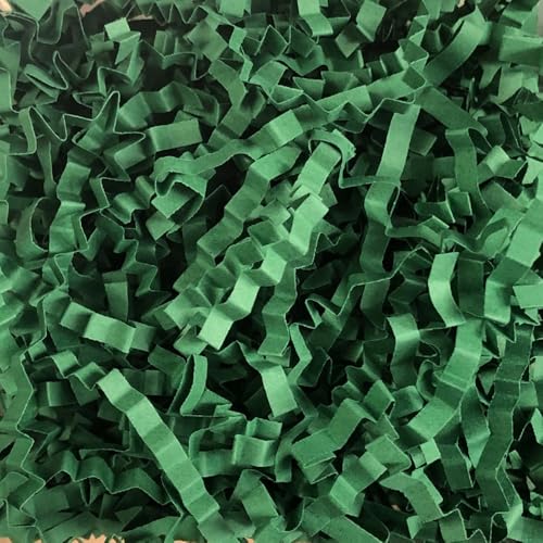Ankelesz Easter Shred Paper Filler 50g Crinkle Cut Paper for Wrapping & Filling Gift Basket Gift Boxes (Dark Green)