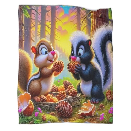 Couverture écureuil microfibre chaude jeté de canapé et plaid de lit doux - 3