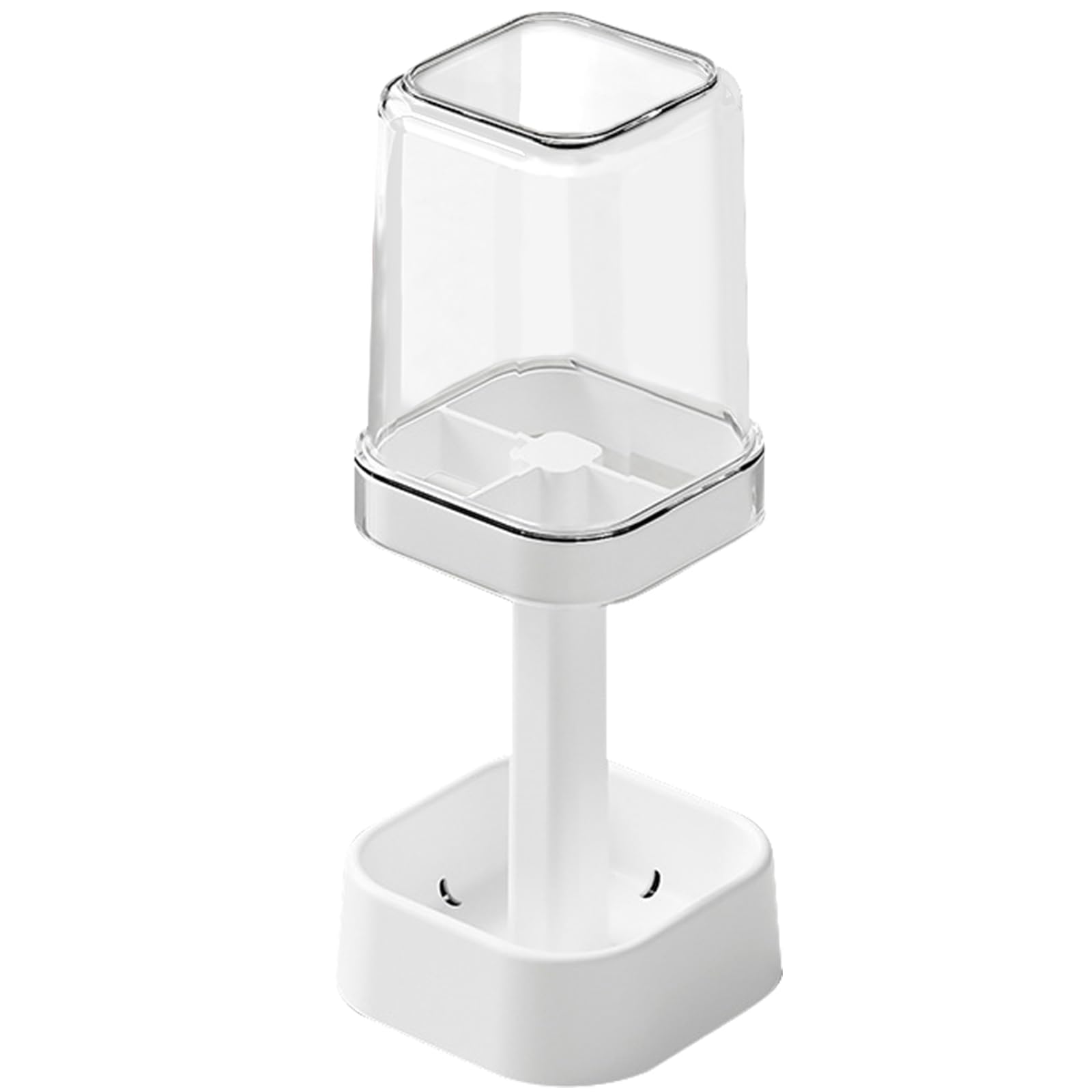 Nayubo Toothbrush Holder with Cup/Cover, 3 Slots Toothpaste Holder Stand for Bathroom Countertop Plastic Storage Organizer for Toothbrushes, Electric Toothbrushes (White)