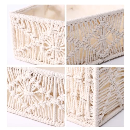 Contenedores de macramé con forro de tela decorativos estilo costero boho 8