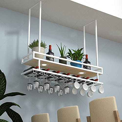 Casier à verres à vin à l'envers et étagère de rangement suspendue - 2