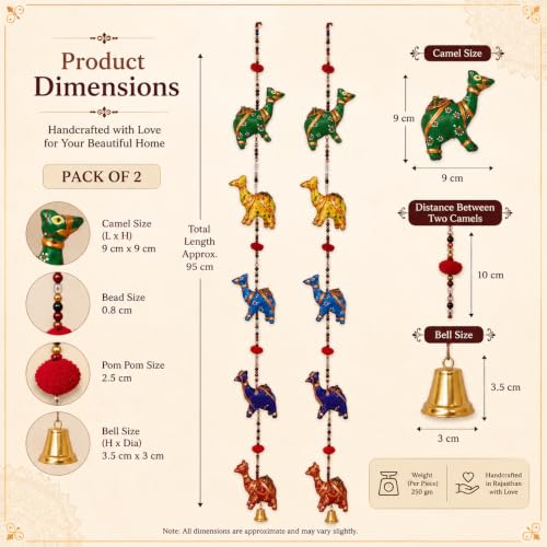Image of Bindian Toran for Main Door, Decorative Door Thoranam Hanging, Diwali Decoration for Home Entrance, Wall Decor Hanging Ornament, Traditional Festive Welcome Decor for House, Pooja (Camel Pack of 2)