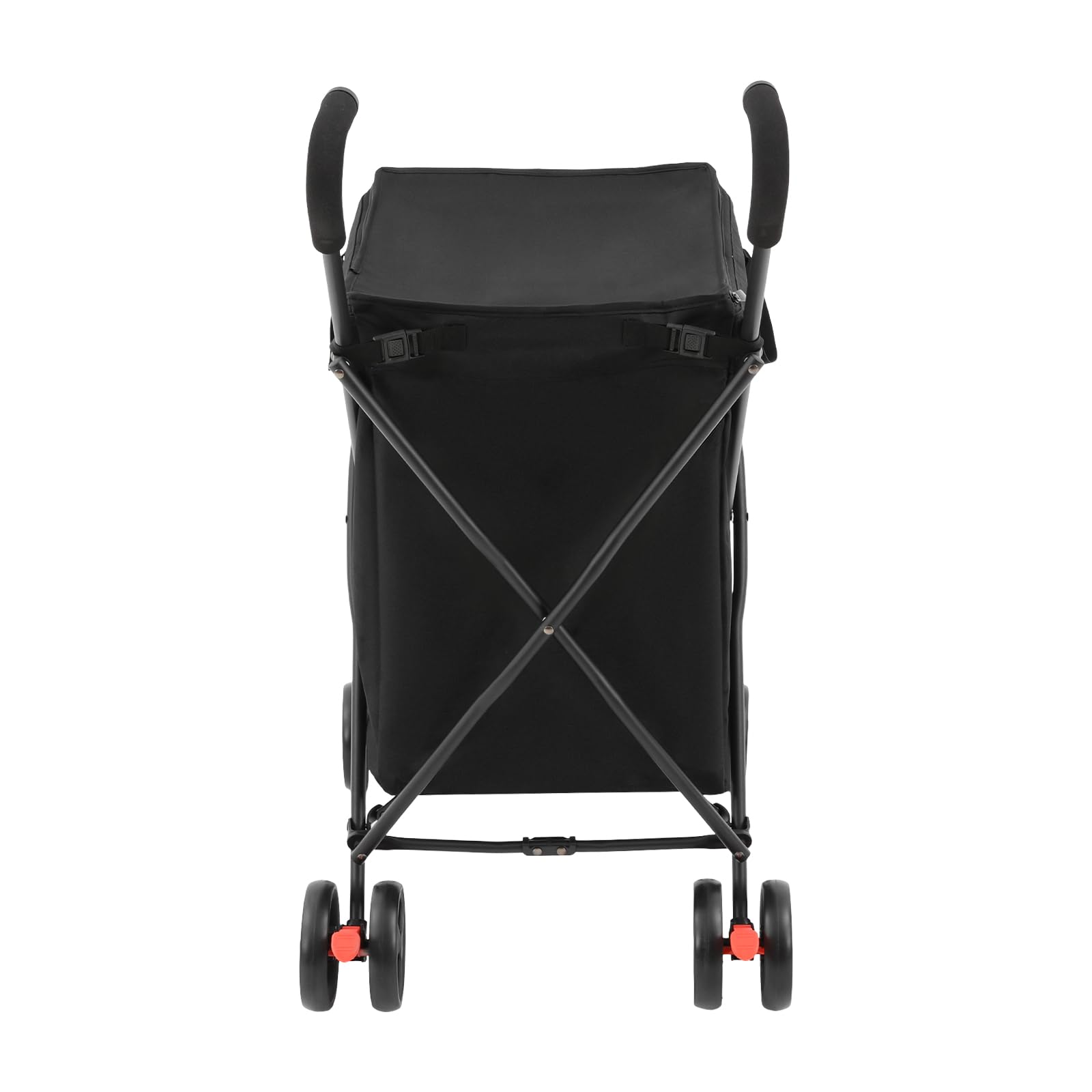Einkaufstrolley, Faltbarer Einkaufskorb mit 4 Rollen, Einkaufskorb mit Fußbremse, Tragfähigkeit bis 70 kg, Modernes Design (Schwarz)
