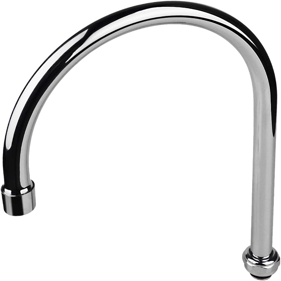 KWODE Gooseneck Swivel Spout 8 Inch Replacement Kit with Swing Nozzle for Commercial Kitchen Sink Faucet 360 Degree Stainless Steel Add-on Spout, Chrome Finish(with M25*1.25 Connector)