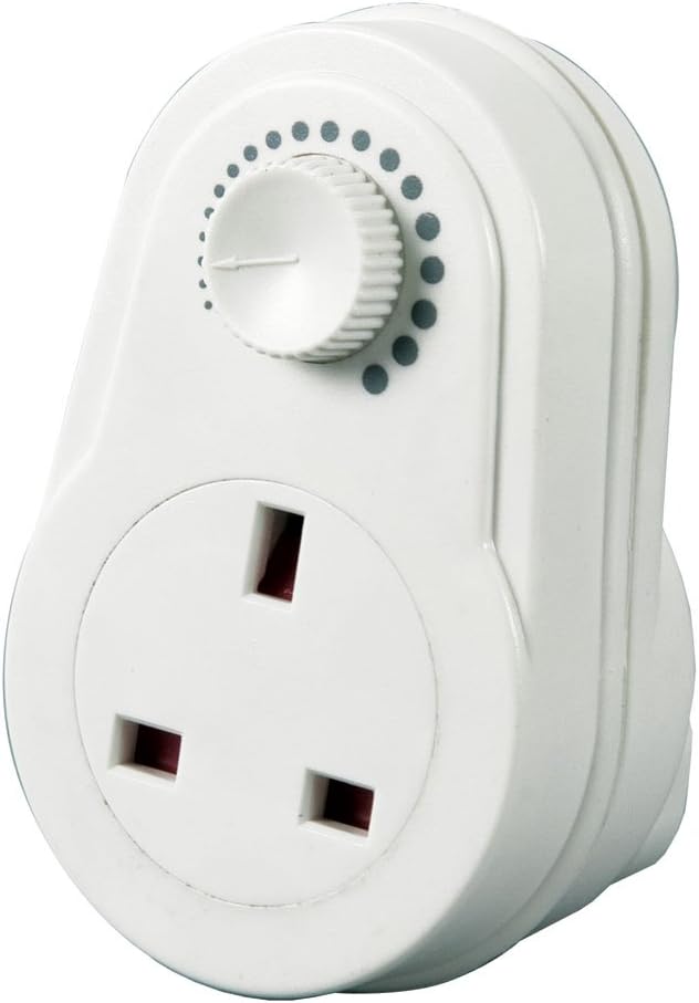 Mercury Plug-In Dimmer Switch | Adjustable Light Control for Lamps & Fans | Works with LED, Filament Bulbs | UK 3-Pin Mains Socket | Smart Dimming | White