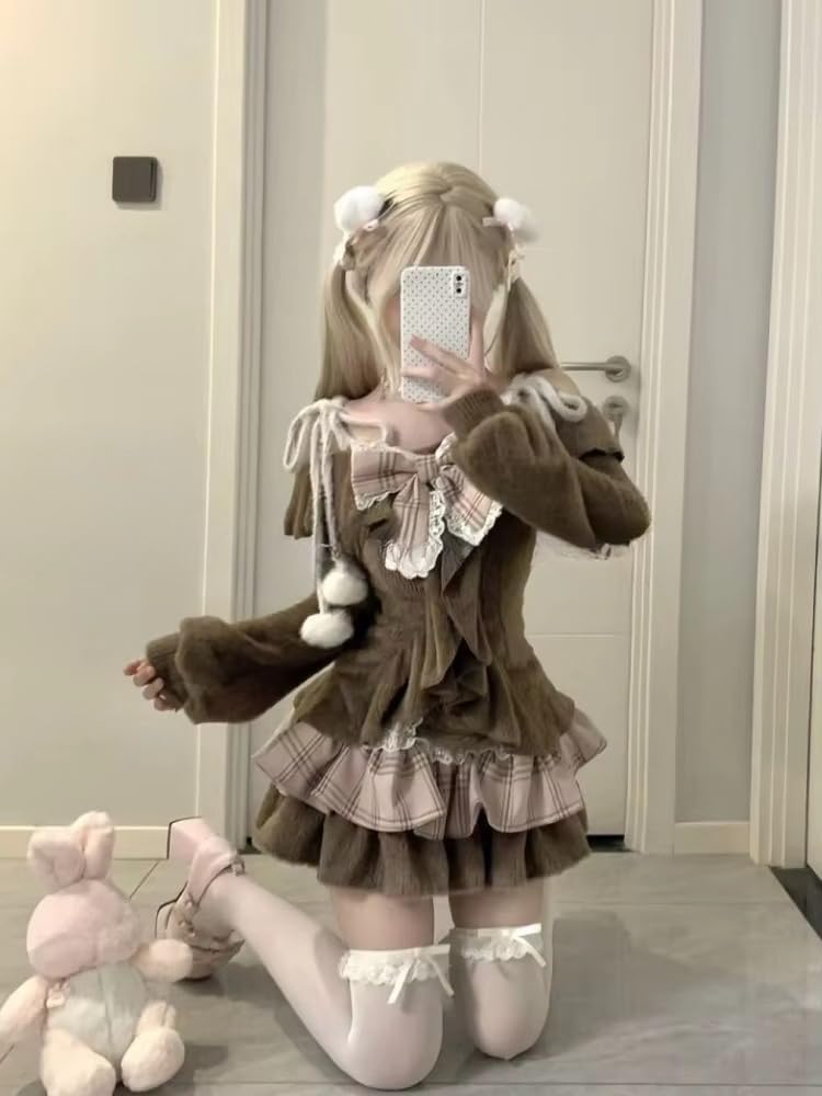 Women's Y2K Kawaii 2-Piece Set - Long Sleeve Bow Top & Mini Skirt Retro Emo Aesthetic Separable Outfit - Image 4