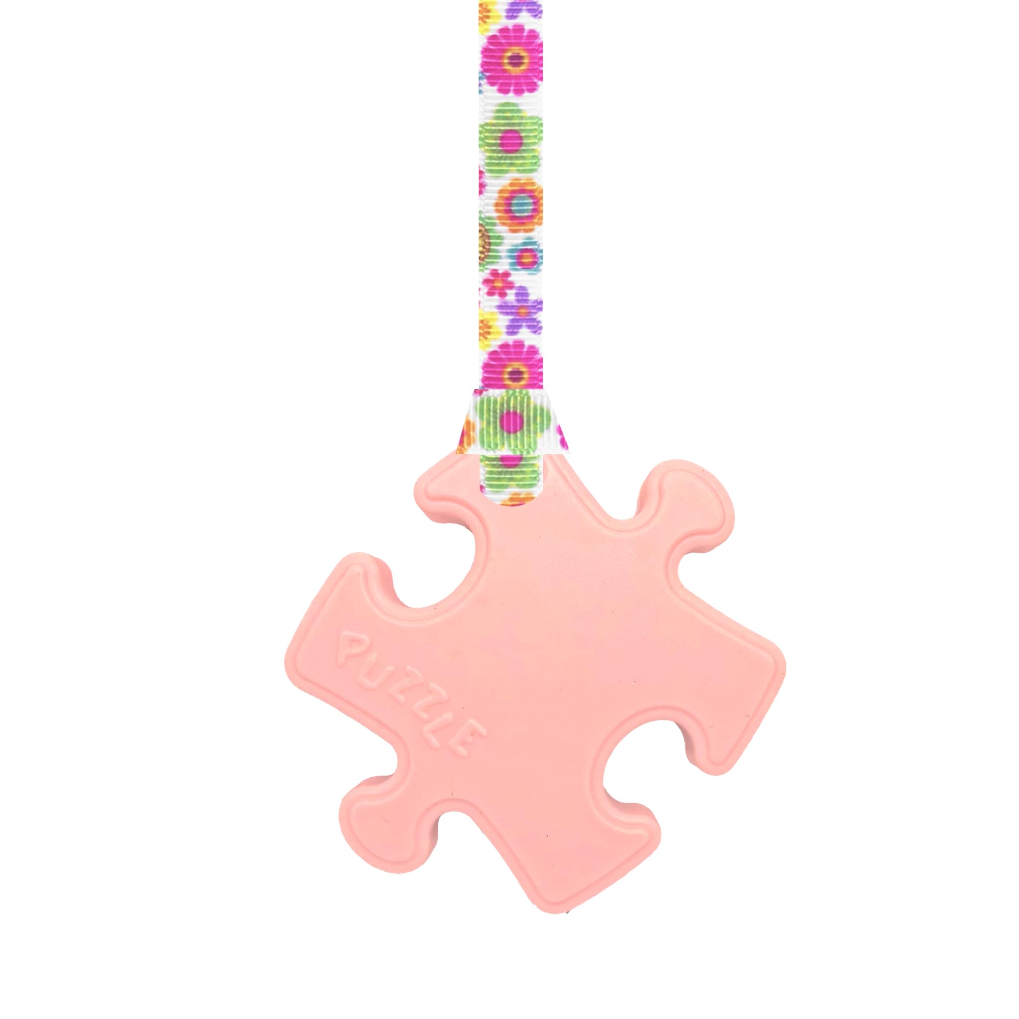 Puzzle Sensory Chew Necklace – Light Pink - for Kids with Autism, Anxiety & ADHD - 100% Food Grade Silicone - Sensory Oojamabobs (6 Designs Available!) (54cm, Flowers) — image 1