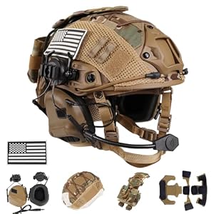 Tactical Helmet with Headset,4in1 Upgraded Adjustable with Helmet Cover for Airsoft Cosplay Military Tactical Gear