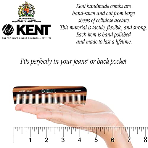 Kent Set Of Combs, 81T Small Beard And Mustache Comb, Fot All Fine Pocket Comb, And Pf22 Hair Brush And Beard Brush, Best Beard And Mustache Grooming Kit For Travel And Home Beard Care, Made In England #TOP2