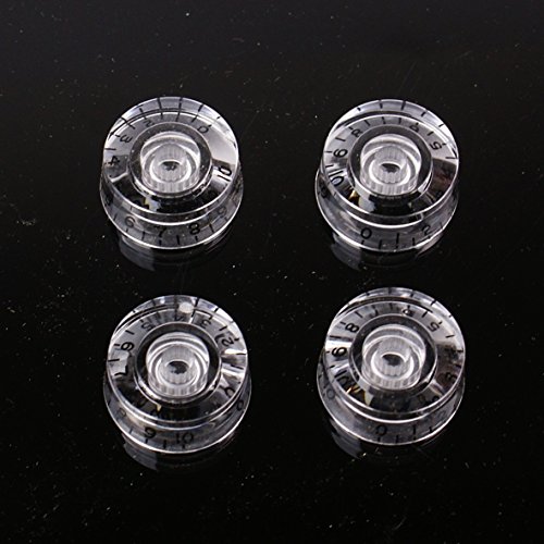 4X Universal Lp Style Guitar Speed Knobs,Crystal Clear/Black Type #TOP1