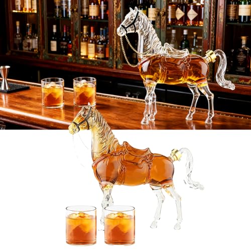 Decantador De Whisky, Set De Regalo De Whisky Para Hombres Decantadors De Whiskies Con Forma De Caballo Y 2 Vasos De Licor Set De Regalo Original Para Hombres Papá Esposo Novio