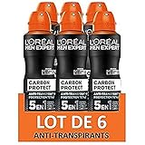 Lot de 6 déodorants atomiseurs anti-transpirants pour homme, pour une fraîcheur longue durée jusqu'à 48h