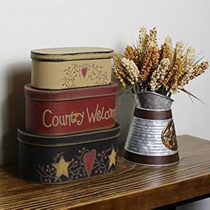 CVHOMEDECO. Farmhouse Oval “Country Welcome” Cardboard Nesting Boxes, Large 9-3/4 x 5-1/2 x 4 Inch, Set of 3. CVHOMEDECO Farmhouse Oval Country Welcome Cardboard Nesting Boxes Large 9 34 x 5 12 x 4 Inch Set of 3