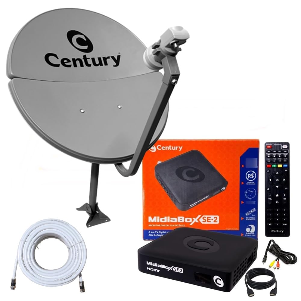 Kit Antena Parabólica c/Receptor Digital Century Midiabox B7 Sat