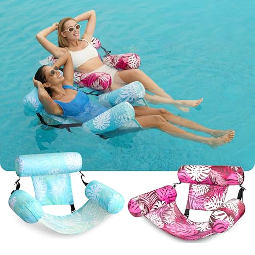 Image of SLOOSH Inflatable Pool Floats Adult,2 Packs Floating Lounge Chairs,Blow up Pool Noodles for Adult Heavy Duty,Floating Chair for Party Summer Water Beach Lake Fun