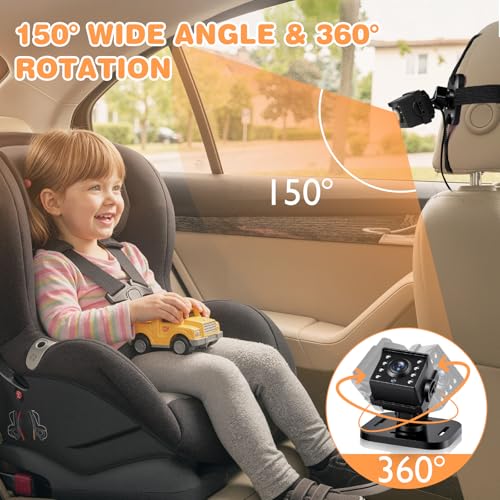 Zacro Baby Kamera Auto, Spiegel Auto Baby Rückbank 1080P, USB-C Plug-and-Play, Baby Autospiege mit HD Nachtsicht und 150° Betrachtungswinkel, Auto Rücksitzspiegel, Babyspiegel Rückansicht Monitor