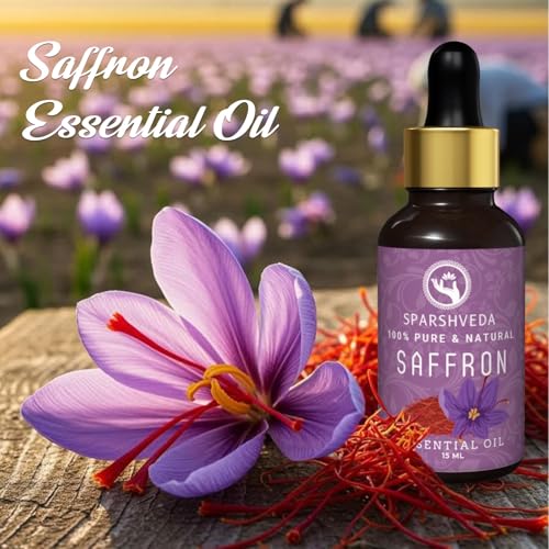 Image of Saffron Essential Oil - 100% Pure & Natural Saffron Oil for Face, Glowing Skin, Hair, Baby Care, and Aromatherapy - Ayurvedic Skincare Oil (15ml)