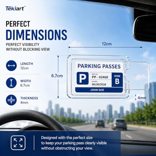 Image of Car Card Holder for Windshield Glass, Transparent, Professional Look, Display Any Card