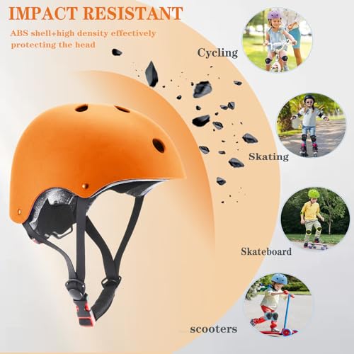 Image of FOOKCIAN Kids Helmet,Toddler Skateboard Helmets for Ages 2-3-5-8-14 Years Boys Girls with Knee and Elbow Pads Wrist Guards fit Roller Skates,Skateboarding,Skating Scooter Adjustable Kids Helmet