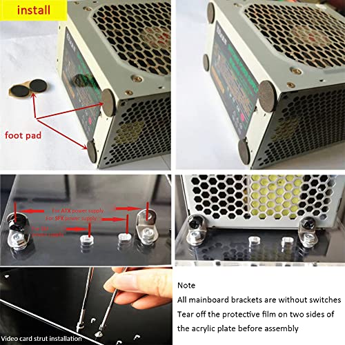 Gabinete abierto para PC con placa madre transparente de acrílico, compatible con ITX, Micro-ATX, ATX y EATX miniatura 5