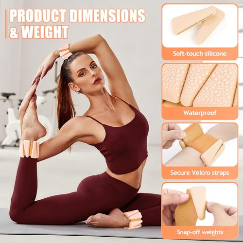 Image of BECOJADDE Ankle Weights for Women Wrist Weights Set of 2 (1 lb /2 lb Each) Adjustable Arm Leg Weight for Womens Men Suitable for Walking Swimming Running Pilates Yoga Gym