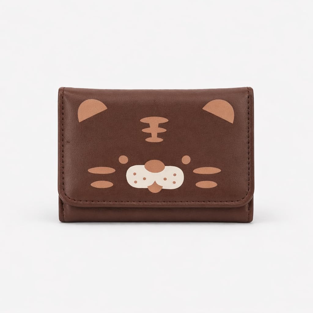 Cute Mini Wallet for Girls | Compact Coin Purse with Cartoon Design & Smooth Zipper Closure (Brown)-image-20
