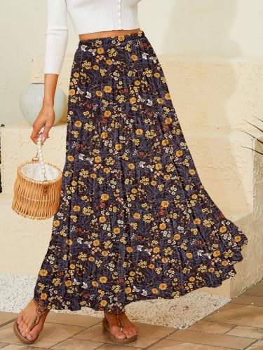 Image of NASHALYLY Women's Chiffon Elastic High Waist Pleated A-Line Maxi Skirts