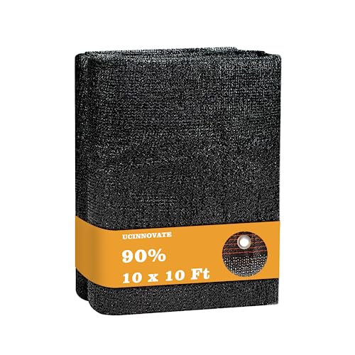 UCINNOVATE - UCINNOVATE 10x10 FT Sunblock Mesh Shade, 90% Sun Shade Cloth Fabric Plants Shade Screen Netting with Grommets, Durable Sunshade UV Resistant Fabric for Pergola Patio Lawn Garden Deck or Dog Kennel