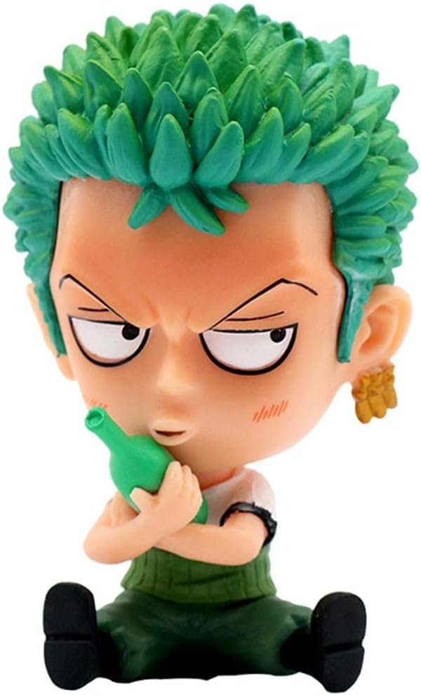 tiantang One Piece Anime Characters Model, Q Version Handmade Zoro Action Figure PVC Statue Cute Zoro Collection Figurines,One Piece Birthday Cake Decorations Party Supplies