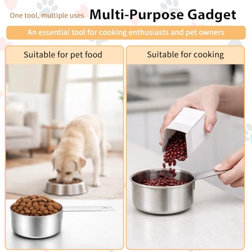 Medidor para comida de perro de 1/2 taza acero inoxidable 2 piezas miniatura 6