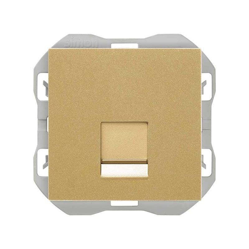 Prise RJ45 SIMON 270 avec couvercle or pour optimiser le télétravail à la maison