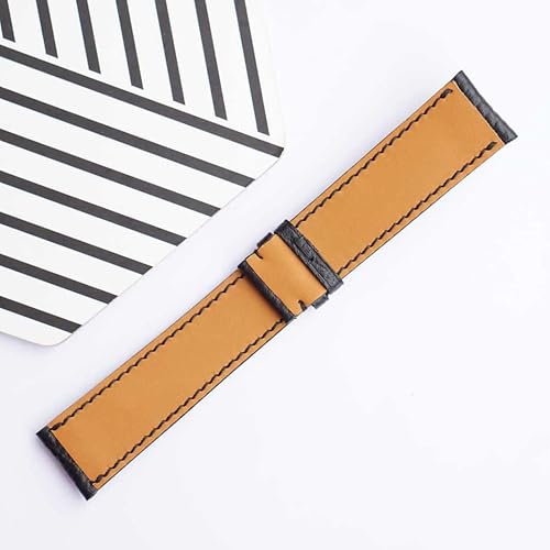 Miniatura 4 de Correa de reloj de cuero de becerro negro de alta calidad, correa de reloj de cuero de grano de escotilla