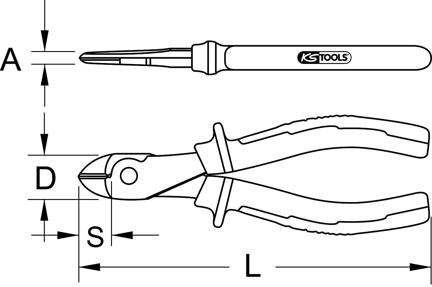 KS TOOLS 115.1013 Pince coupante de cote KS, à poignées bi-composants longueur180 mm