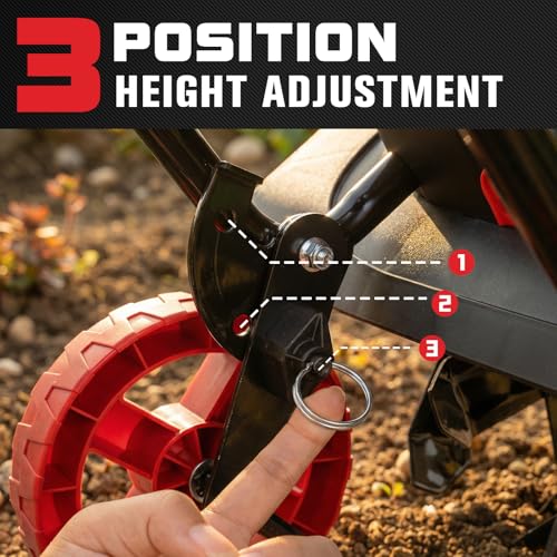 MZK 16-Inch 13.5-Amp Corded Electric Tiller/Cultivator, 8-inch tillling Depth with Adjustable Wheels, Foldable Electric Rototiller for Lawn/Yard/Garden Soil Digging,TC16A08 - Thumbnail 5