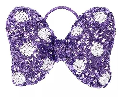 ミニー リボン ヘアゴム スパンコール 水玉 ドット パープル 紫 - ノーブランド品 - 商品画像