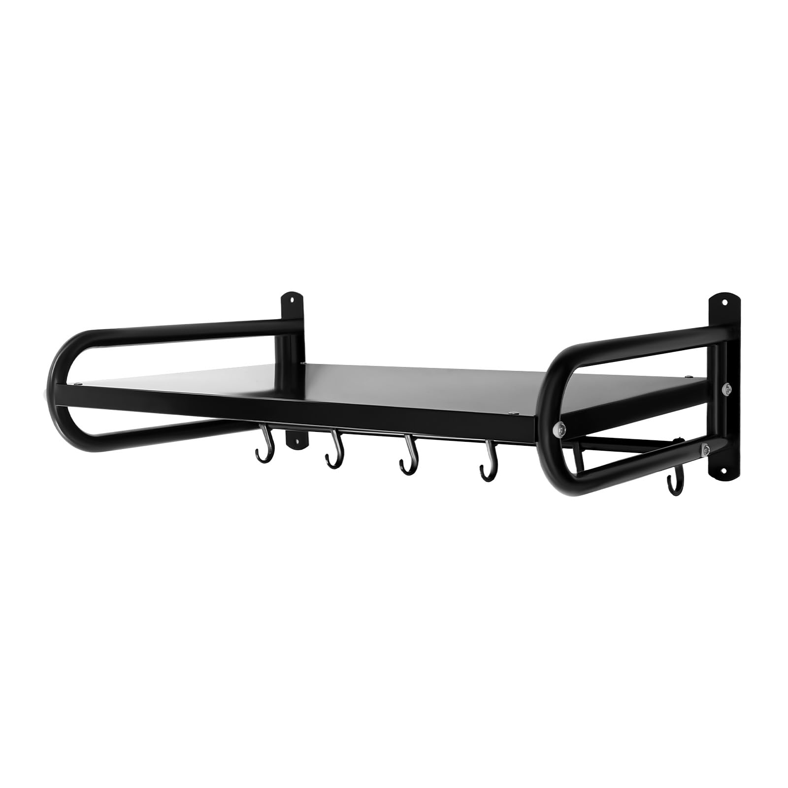 Wall Mounted Mikrowellen Regal Edelstahl Mikrowelle Halterung Mit 6 Mobile Haken 2cm Dicke KüChe Household Heavy Duty Shelves Mikrowellenhalter