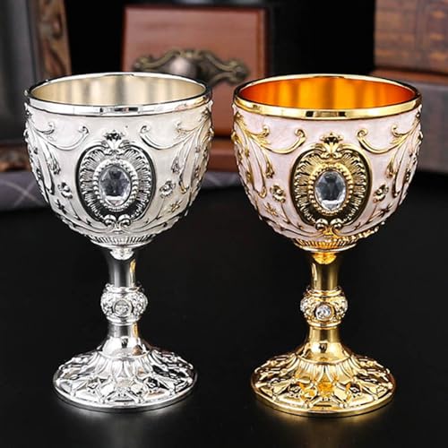 Copa de vino de estilo antiguo europea con talla decorativa pequeña de 100 ml 8