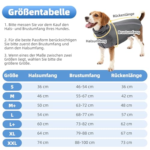 SlowTon Wintermantel für Hunde, Warmes Futter aus Polar Fleece Außenjacke für Hunde mit Rollkragenschal Reflexstreifen Einstellbar Wasserdicht Winddicht Welpenweste Weiches Haustier