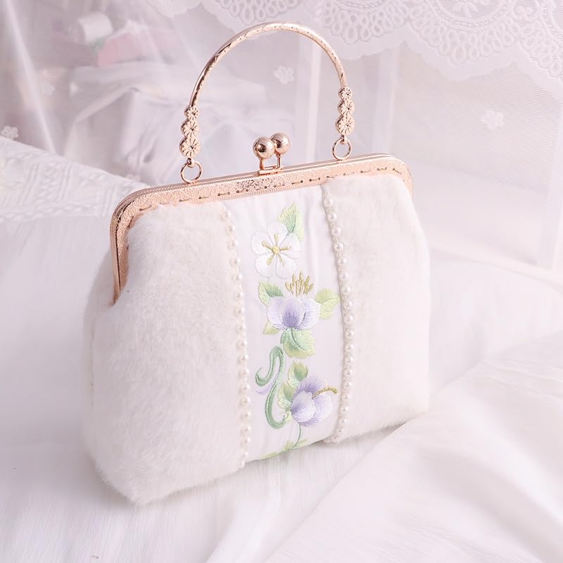Sac cheongsam broderie épaule pour femme, grand sac à main vintage bouche d'or