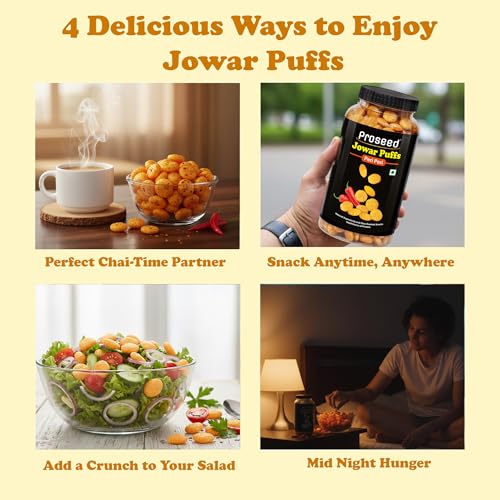 Image of Proseed Jowar Puffs (Peri Peri) | 150g x 1 Pack | Slow Roasted & 100% Veg | No Refined Flour, Sugar & Trans-Fat | Gluten Free | No Palm Oil | Healthy Travel Friendly Millet Snacks