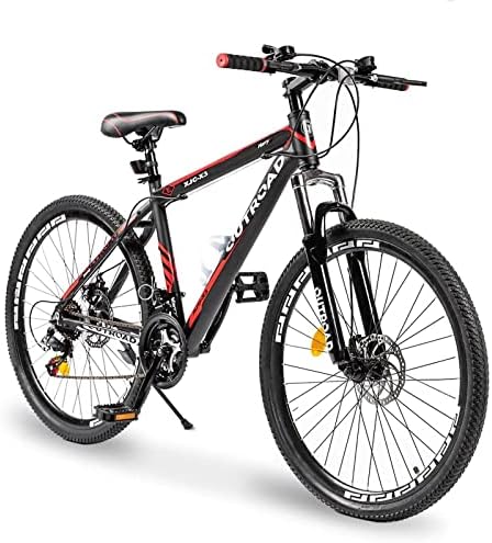 Max4out Mountain Bike 26/27.5 Inch Wheel 21 Speed Mountain Bicycle for Men and Women, High Carbon Steel Frame Road Bike with Daul Disc Brakes