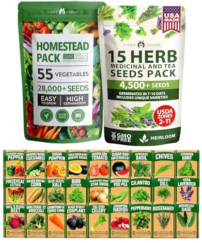 HOME GROWN 70 Variety Vegetable & Herb Seeds –...