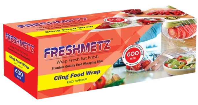 Cling Film Wrap 2.2 Kg Roll (600 mt) | BPA Free Transparent Food Wrapping Film | 10 Micron Industrial Kitchen Cling Sheet | Non-Stick, Microwave Safe | Bulk Catering Pack Cling Film Wrap 2.2 Kg Roll (600 mt) | BPA Free Transparent Food Wrapping Film | 10 Micron Industrial Kitchen Cling Sheet | Non-Stick, Microwave Safe | Bulk Catering Pack