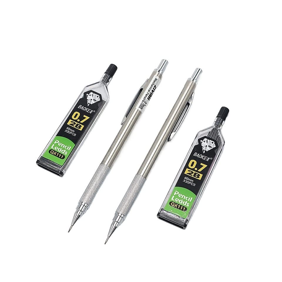 Ołówki metalowe, ołówek automatyczny 0,5 mm, ołówek mechaniczny 0,7/0,9 mm, profesjonalne artykuły piśmiennicze do malowania i pisania (2 szt.) (2 szt.)