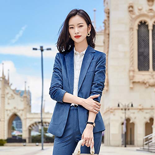Durable Desgaste del negocio de manera ocasional del juego de ropa de trabajo Traje, estilo: chaqueta + pantalones + camisa (Color : Blue, Size : S)