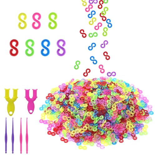 Conector S clipes 1000 unidades Loom bandas fechos coloridos laços de borracha ferramenta de recarga S clipes loops pulseira de plástico loops para conexão de Loom Band pulseiras acessórios de