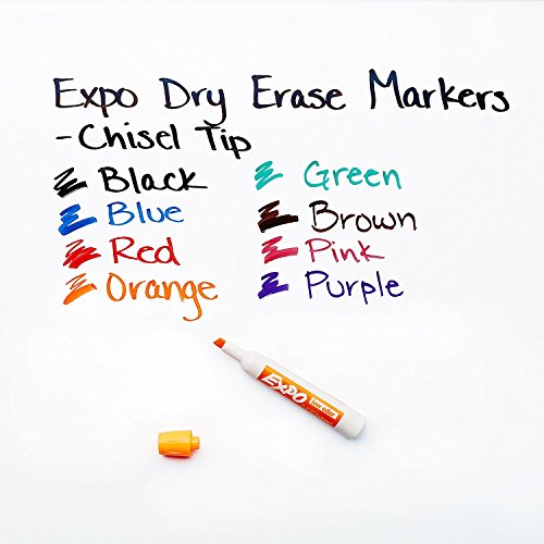 Image of Marker Expo 2 Dry Erase 8 Color Blk Rd Blu Grn Yllw Brwn Prpl -- Case of 3