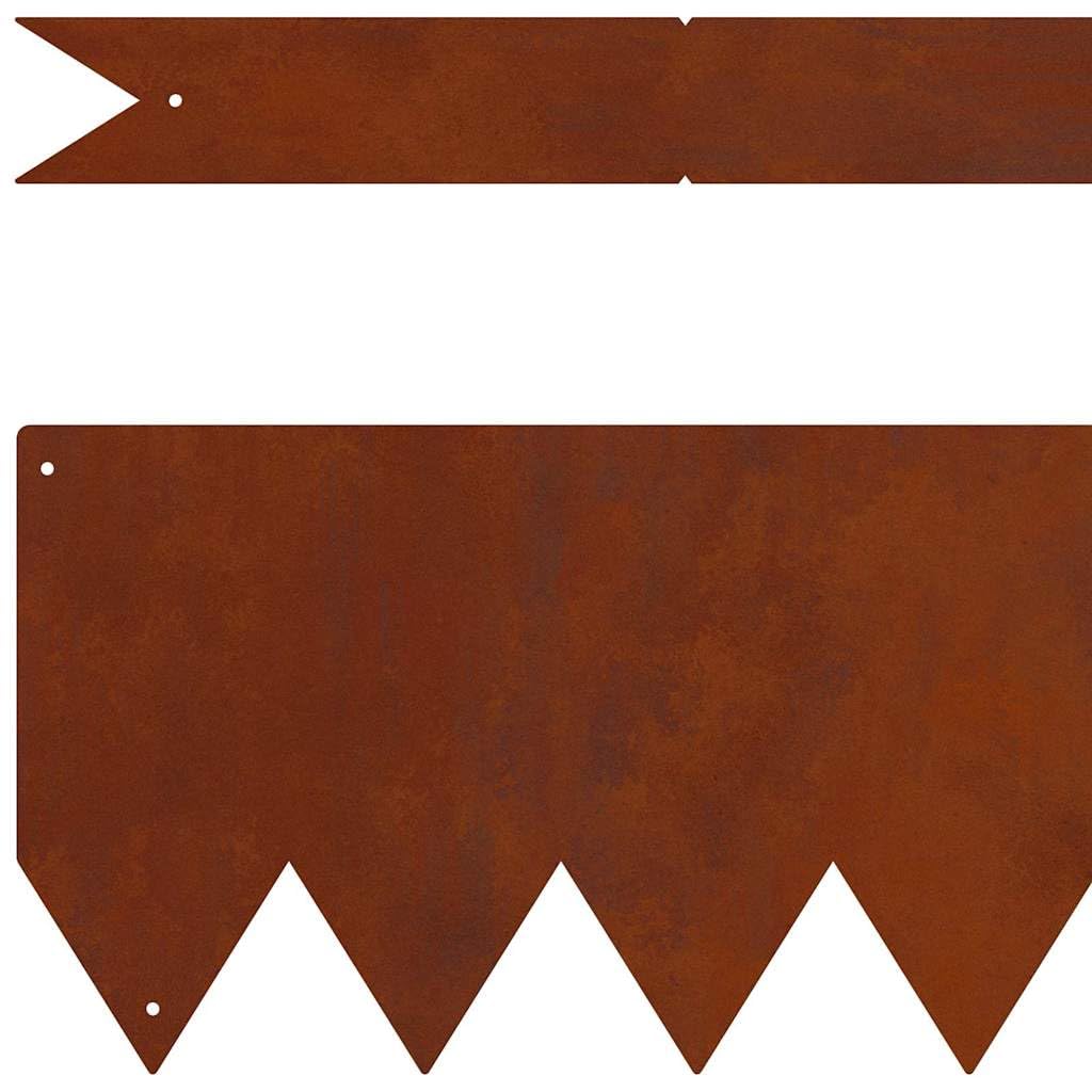 Bordatura per prato, 10 pezzi, marrone, 100 x 0,05 x 30 cm, in acciaio resistente alle intemperie, per prato, aiuole, paesaggistica, durevole bordo per aiuole